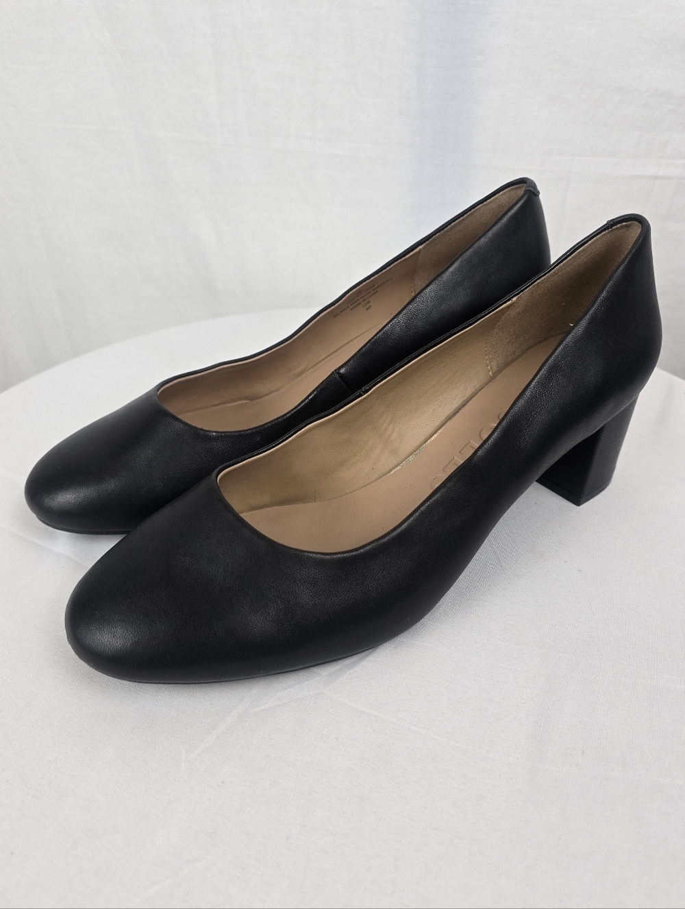Aerosoles Ebel Classic Black Leather Women's Block Heel Pumps Sz 12W